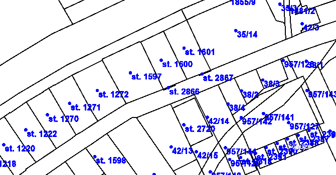 Parcela st. 2866 v KÚ Kukleny, Katastrální mapa