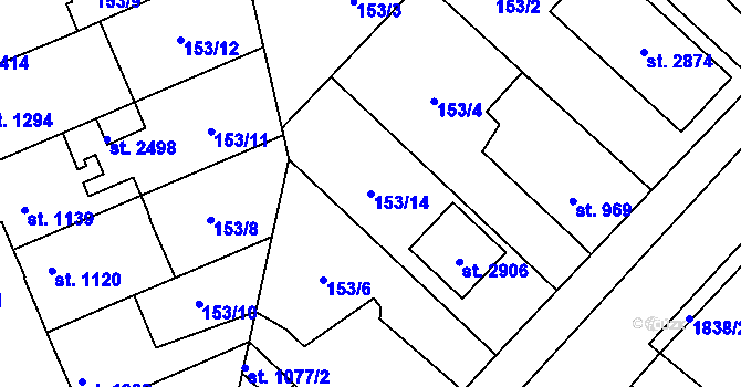 Parcela st. 153/14 v KÚ Kukleny, Katastrální mapa