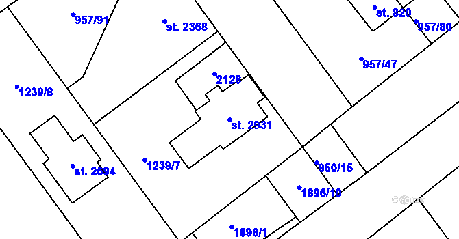 Parcela st. 2931 v KÚ Kukleny, Katastrální mapa