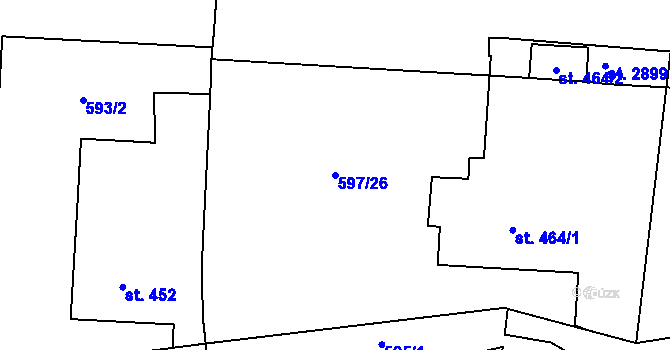 Parcela st. 597/26 v KÚ Kukleny, Katastrální mapa