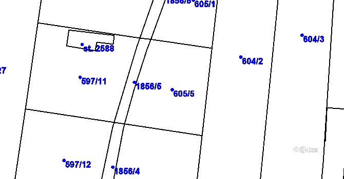 Parcela st. 605/5 v KÚ Kukleny, Katastrální mapa