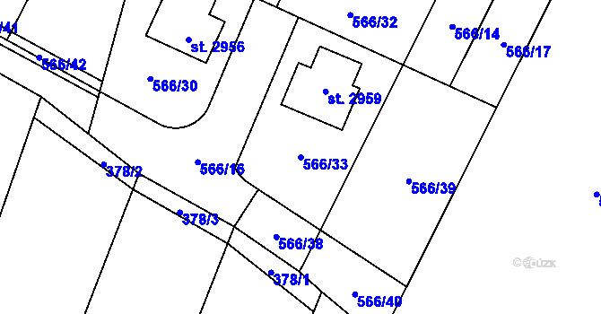 Parcela st. 566/33 v KÚ Kukleny, Katastrální mapa