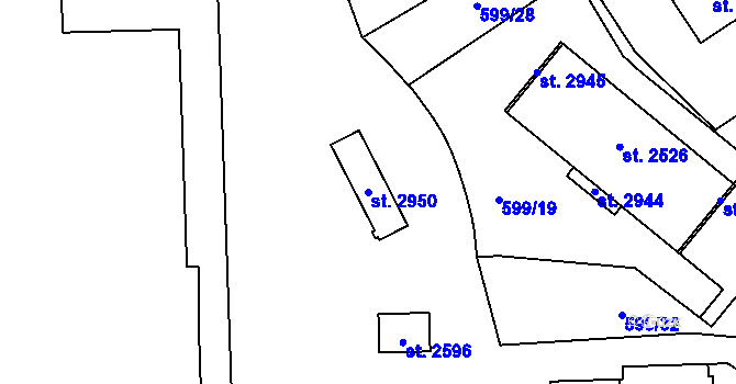 Parcela st. 2950 v KÚ Kukleny, Katastrální mapa