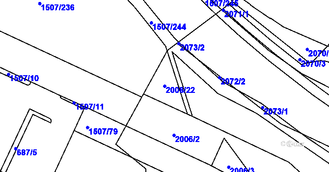 Parcela st. 2008/22 v KÚ Kukleny, Katastrální mapa