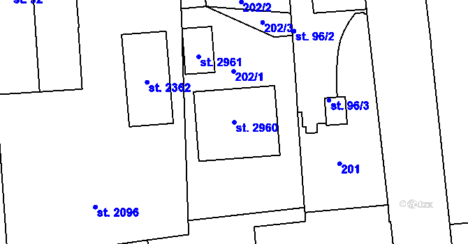 Parcela st. 2960 v KÚ Kukleny, Katastrální mapa