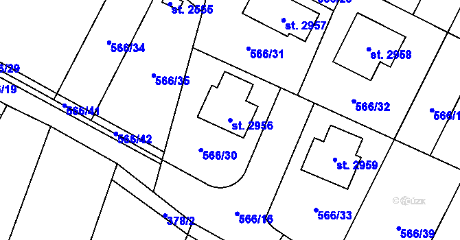 Parcela st. 2956 v KÚ Kukleny, Katastrální mapa
