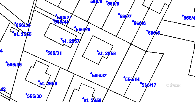 Parcela st. 2958 v KÚ Kukleny, Katastrální mapa