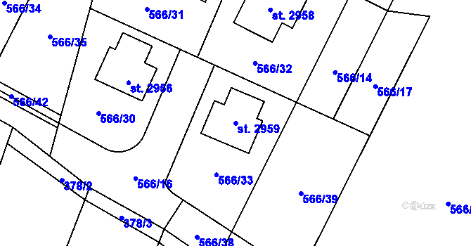 Parcela st. 2959 v KÚ Kukleny, Katastrální mapa