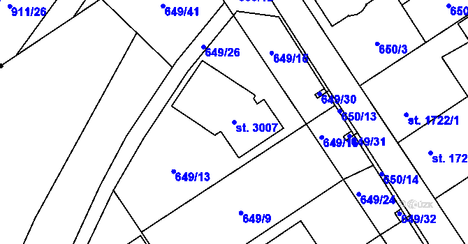 Parcela st. 3007 v KÚ Kukleny, Katastrální mapa