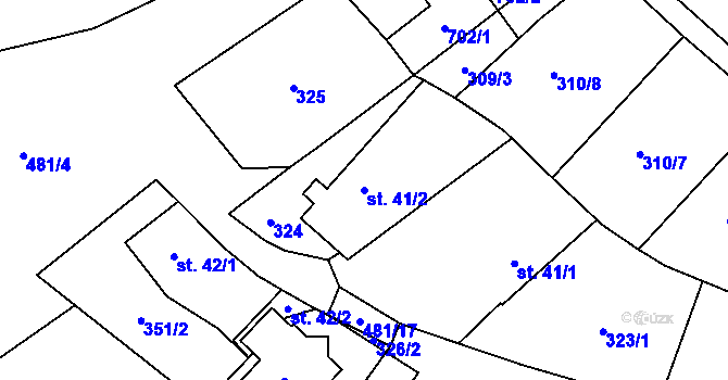 Parcela st. 41/2 v KÚ Kluky, Katastrální mapa