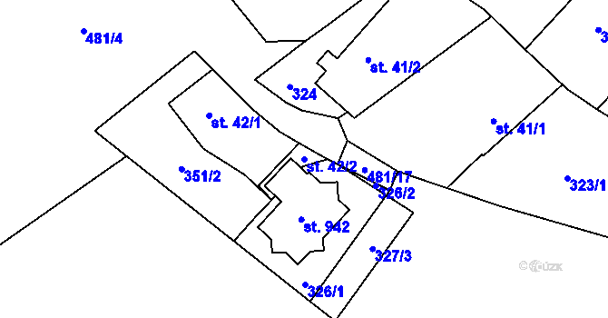 Parcela st. 42/2 v KÚ Kluky, Katastrální mapa