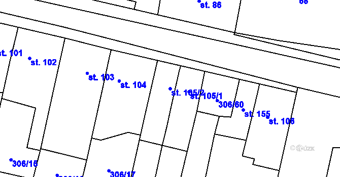 Parcela st. 105/2 v KÚ Kluky, Katastrální mapa