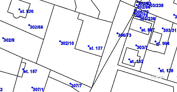 Parcela st. 127 v KÚ Kluky, Katastrální mapa