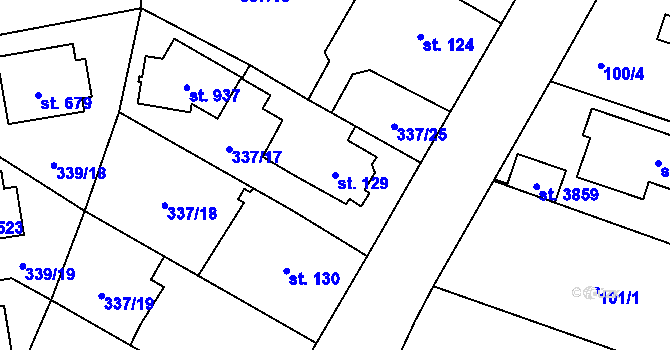 Parcela st. 129 v KÚ Kluky, Katastrální mapa