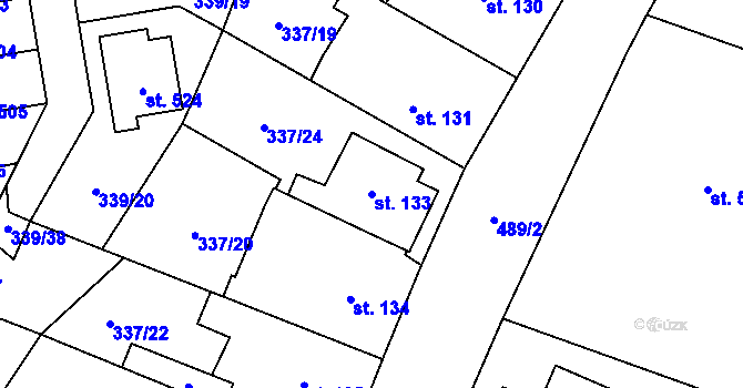 Parcela st. 133 v KÚ Kluky, Katastrální mapa