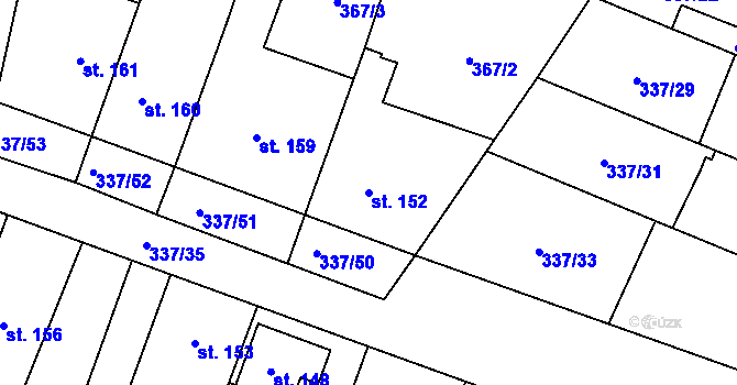 Parcela st. 152 v KÚ Kluky, Katastrální mapa