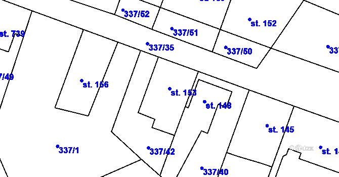 Parcela st. 153 v KÚ Kluky, Katastrální mapa