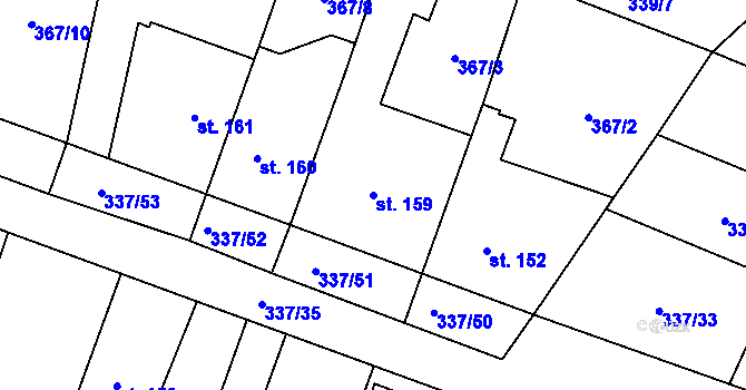 Parcela st. 159 v KÚ Kluky, Katastrální mapa
