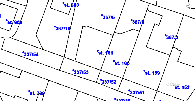 Parcela st. 161 v KÚ Kluky, Katastrální mapa