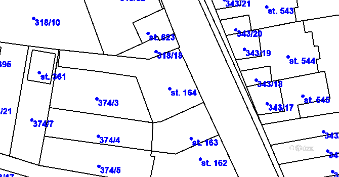 Parcela st. 164 v KÚ Kluky, Katastrální mapa