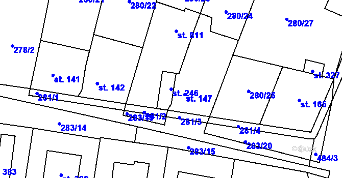 Parcela st. 246 v KÚ Kluky, Katastrální mapa