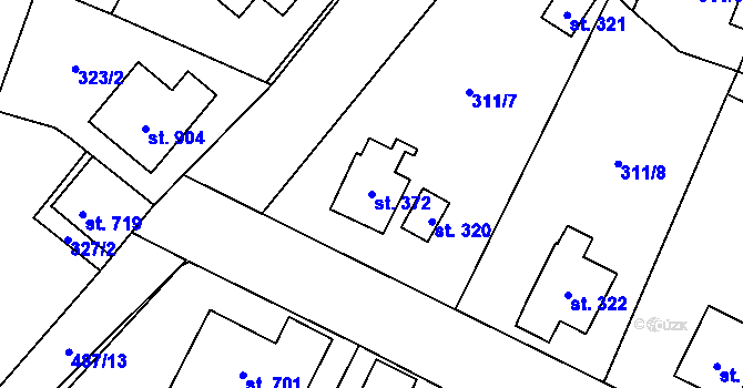 Parcela st. 372 v KÚ Kluky, Katastrální mapa