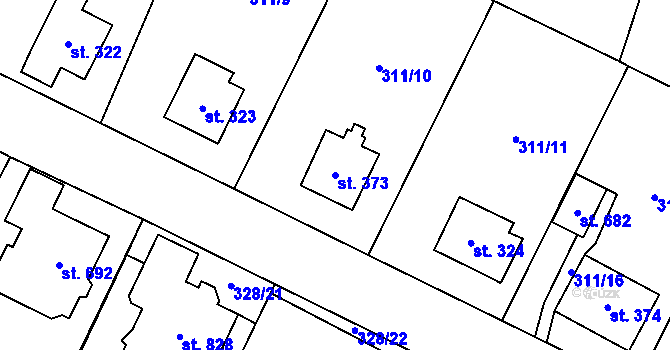 Parcela st. 373 v KÚ Kluky, Katastrální mapa