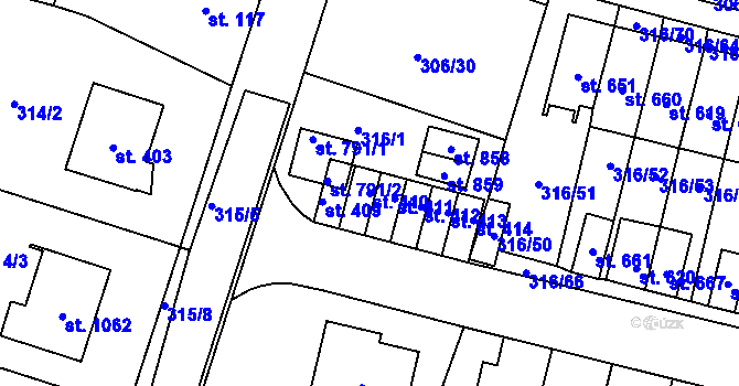 Parcela st. 410 v KÚ Kluky, Katastrální mapa