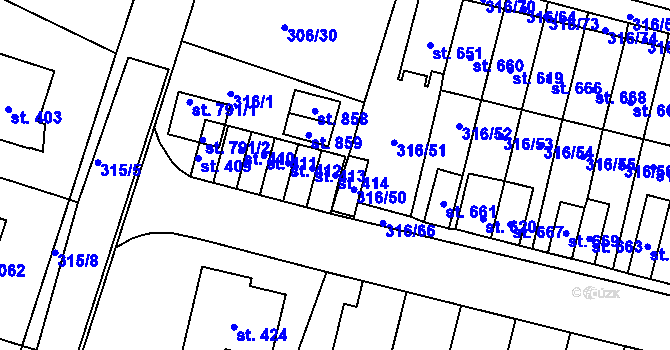 Parcela st. 414 v KÚ Kluky, Katastrální mapa