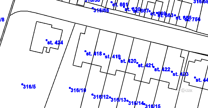 Parcela st. 419 v KÚ Kluky, Katastrální mapa