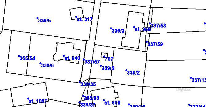 Parcela st. 427 v KÚ Kluky, Katastrální mapa