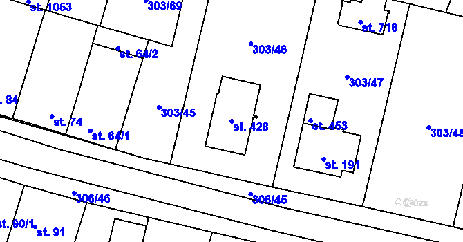 Parcela st. 428 v KÚ Kluky, Katastrální mapa