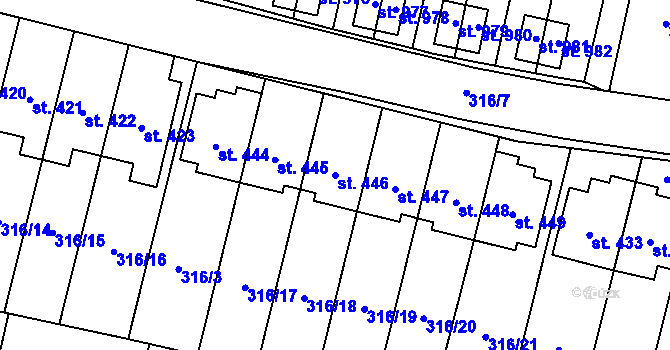 Parcela st. 446 v KÚ Kluky, Katastrální mapa
