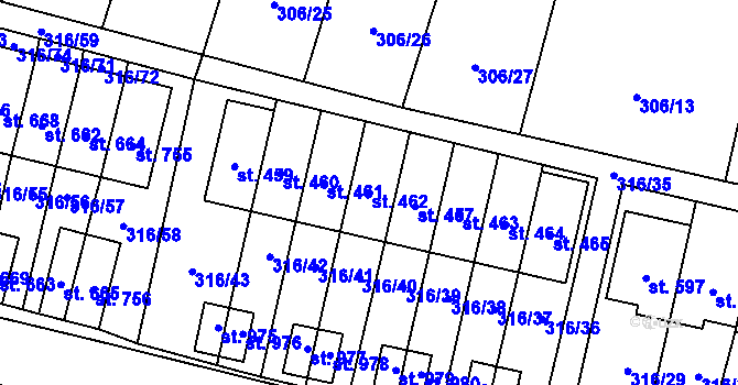 Parcela st. 462 v KÚ Kluky, Katastrální mapa