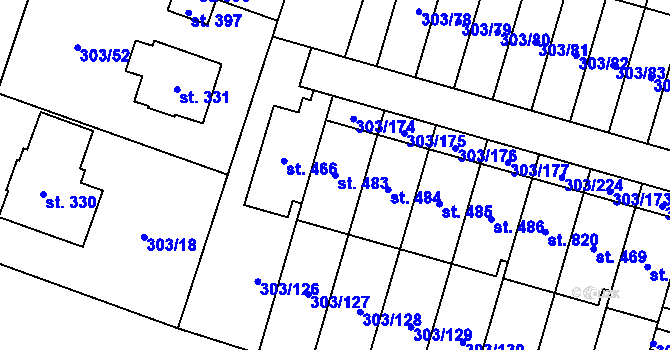Parcela st. 483 v KÚ Kluky, Katastrální mapa