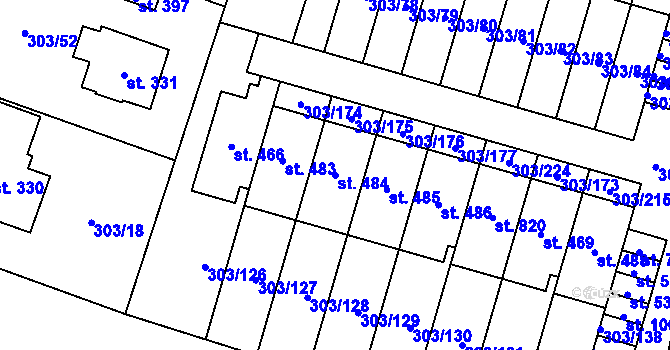 Parcela st. 484 v KÚ Kluky, Katastrální mapa