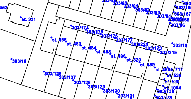 Parcela st. 485 v KÚ Kluky, Katastrální mapa