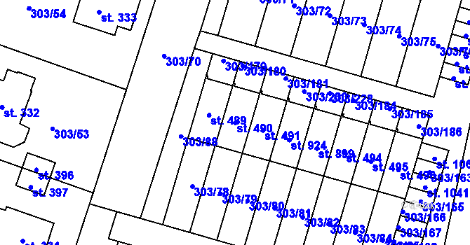 Parcela st. 490 v KÚ Kluky, Katastrální mapa