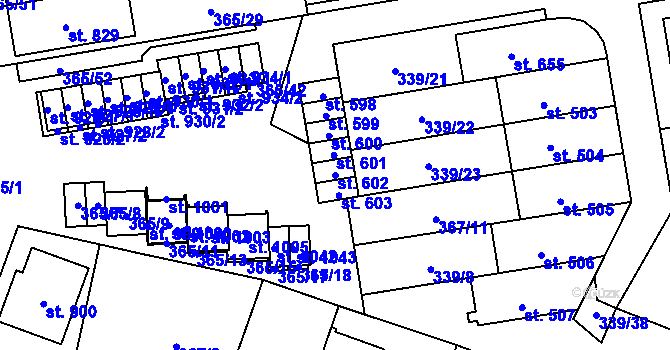 Parcela st. 602 v KÚ Kluky, Katastrální mapa