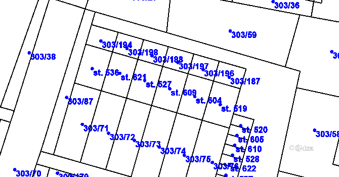 Parcela st. 609 v KÚ Kluky, Katastrální mapa