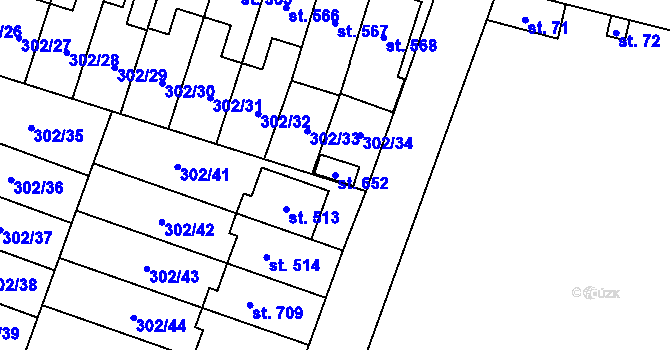 Parcela st. 652 v KÚ Kluky, Katastrální mapa