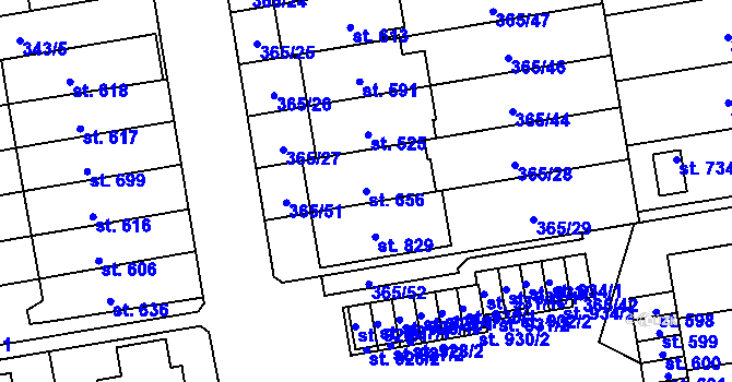 Parcela st. 656 v KÚ Kluky, Katastrální mapa