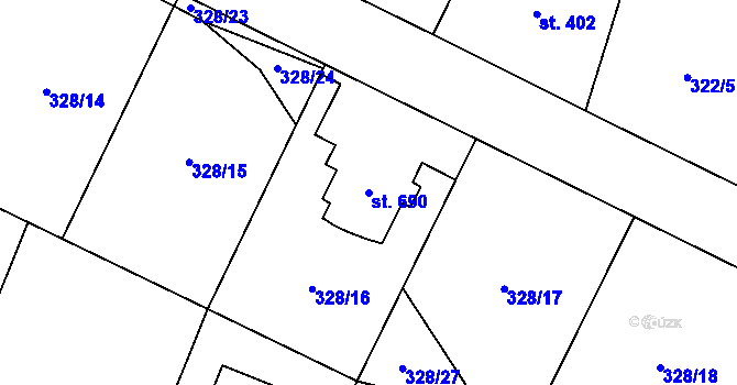 Parcela st. 690 v KÚ Kluky, Katastrální mapa