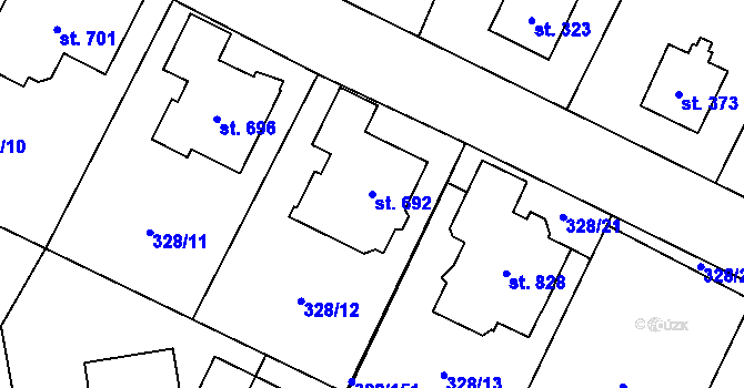 Parcela st. 692 v KÚ Kluky, Katastrální mapa