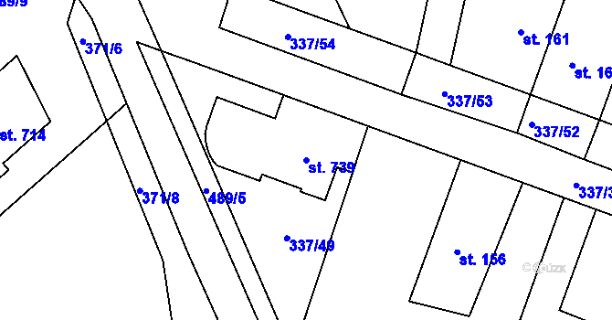 Parcela st. 739 v KÚ Kluky, Katastrální mapa