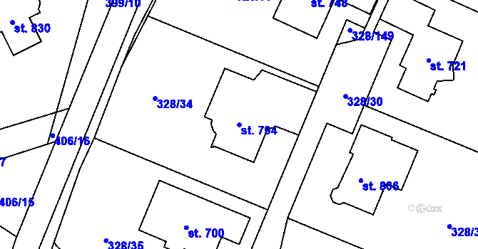 Parcela st. 794 v KÚ Kluky, Katastrální mapa