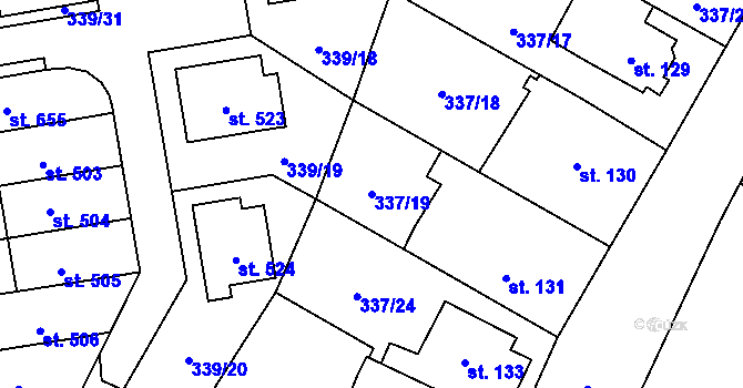 Parcela st. 337/19 v KÚ Kluky, Katastrální mapa