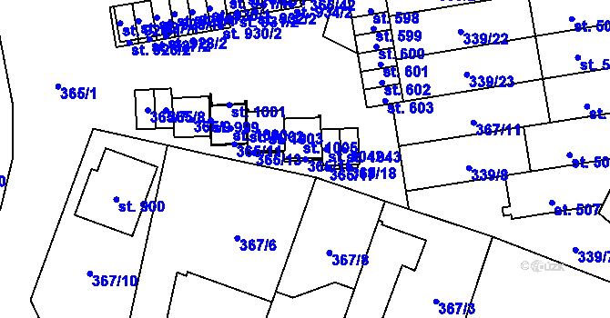 Parcela st. 365/15 v KÚ Kluky, Katastrální mapa