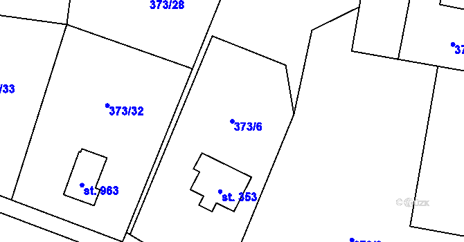 Parcela st. 373/6 v KÚ Kluky, Katastrální mapa