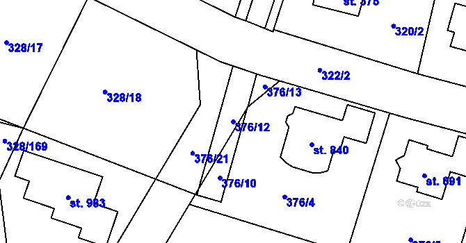 Parcela st. 376/12 v KÚ Kluky, Katastrální mapa